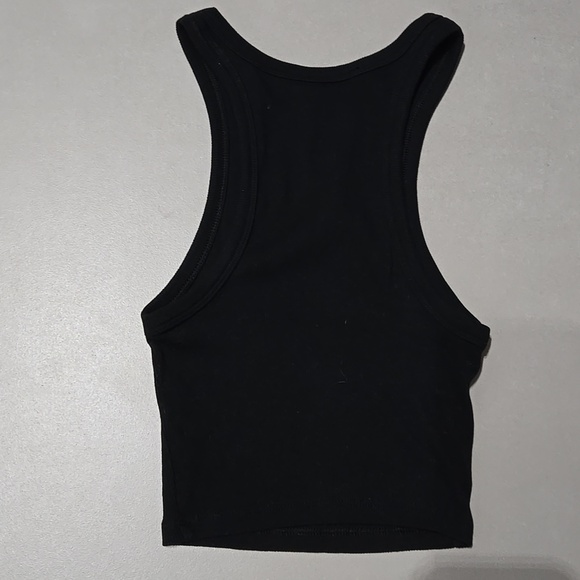 Zara Black Ribbed Racetracker Tank Top Size S - Picture 4 of 6